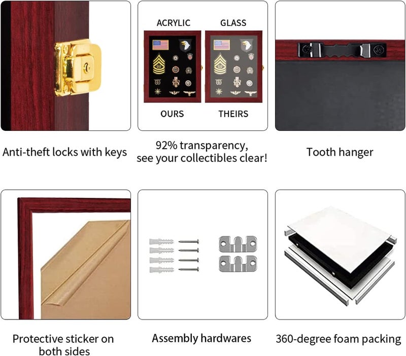 VERANI 11x14 Pin Display Case Pin Collection Display Box Military Medal Display Frame with Uv Protection Acrylic Door for Beach Tags Jewelry Insignia Ribbons Patches Insignia Ribbons Sport Pins - Image 4